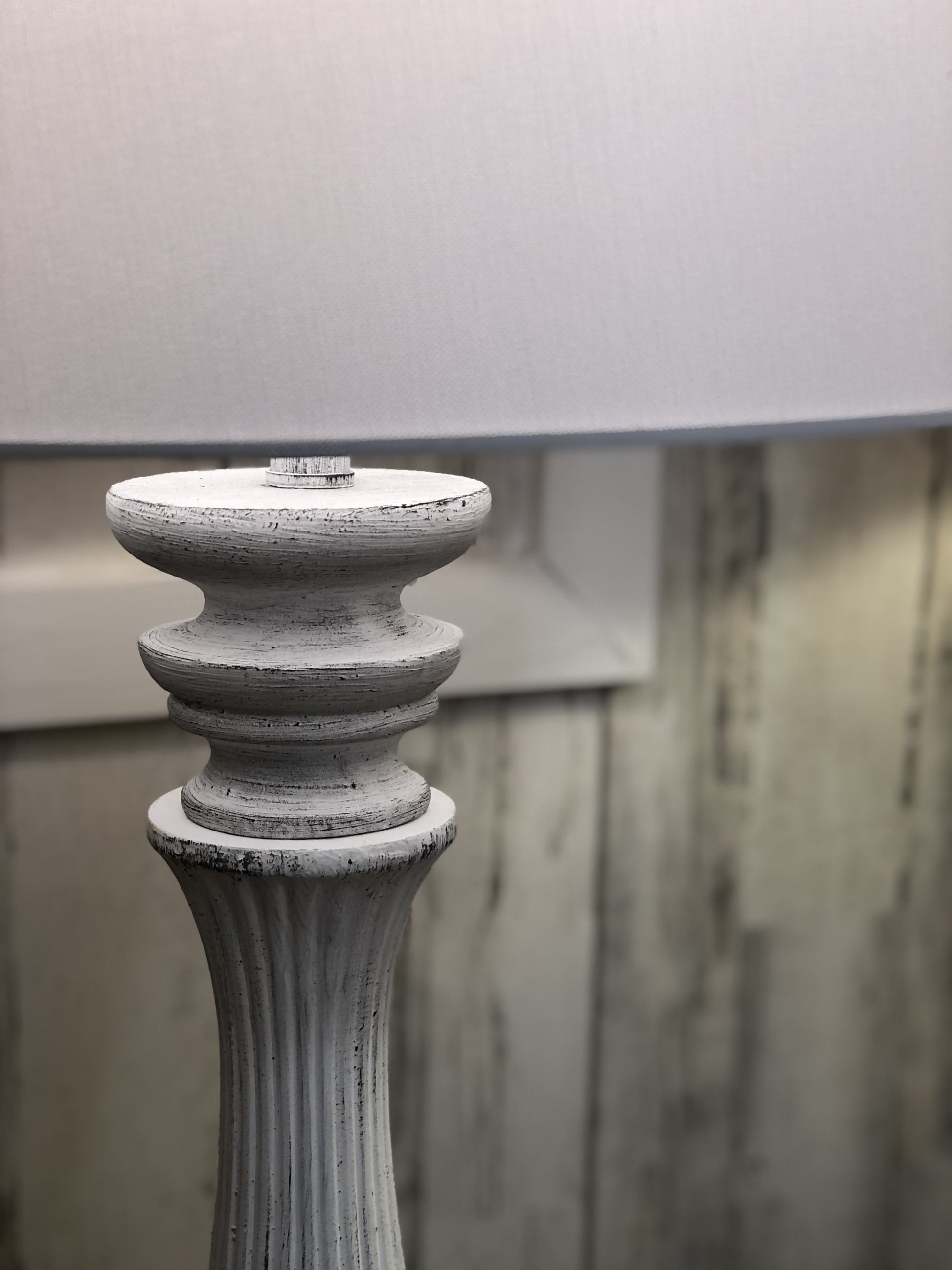 White Resin Floor Lamp With White Fabric Drum Shade By Homeroots | Floor Lamps | Modishstore - 5