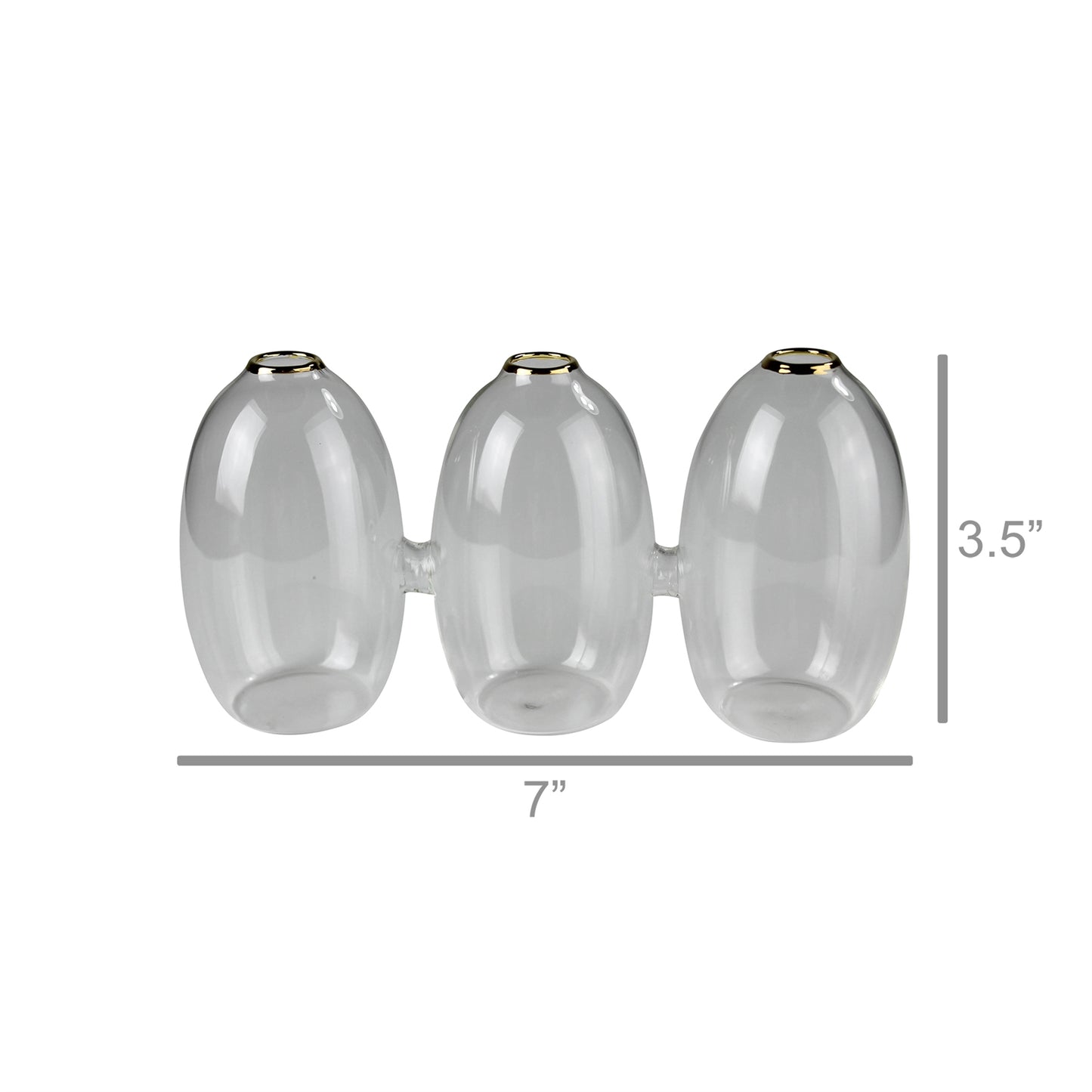Vase Trio with Gold Rim, Glass Set Of 4 By HomArt | Vases | Modishstore - 2