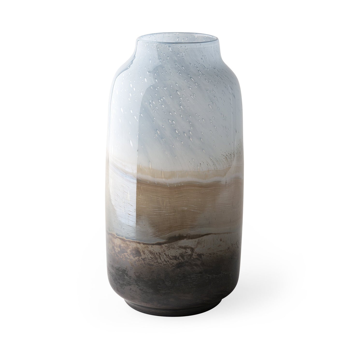 Blue And Beige Abstract Cylinder Crystal Glass Table Vase By Homeroots | Vases | Modishstore - 3