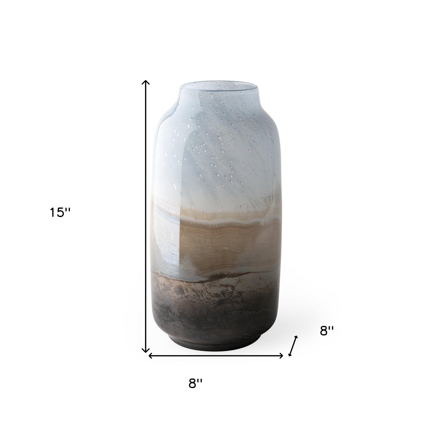 Blue And Beige Abstract Cylinder Crystal Glass Table Vase By Homeroots | Vases | Modishstore - 8