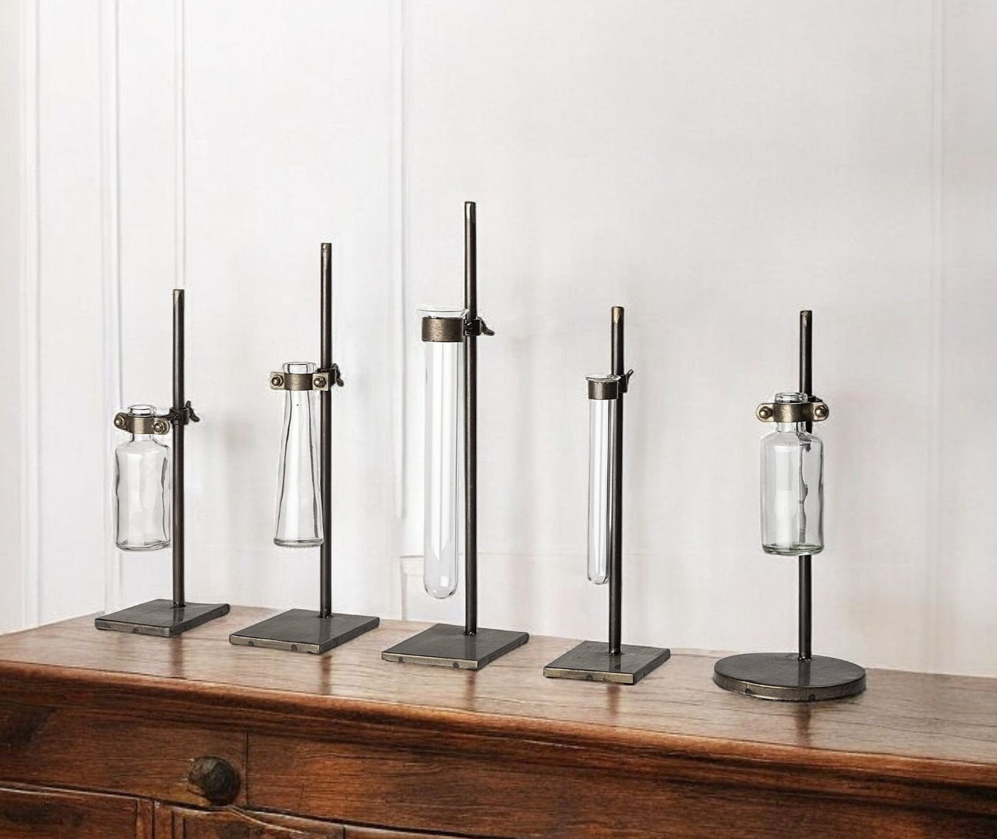 Set of Two Dark Brown Abstract Cylinder Metal Table Vase By Homeroots | Vases | Modishstore - 1