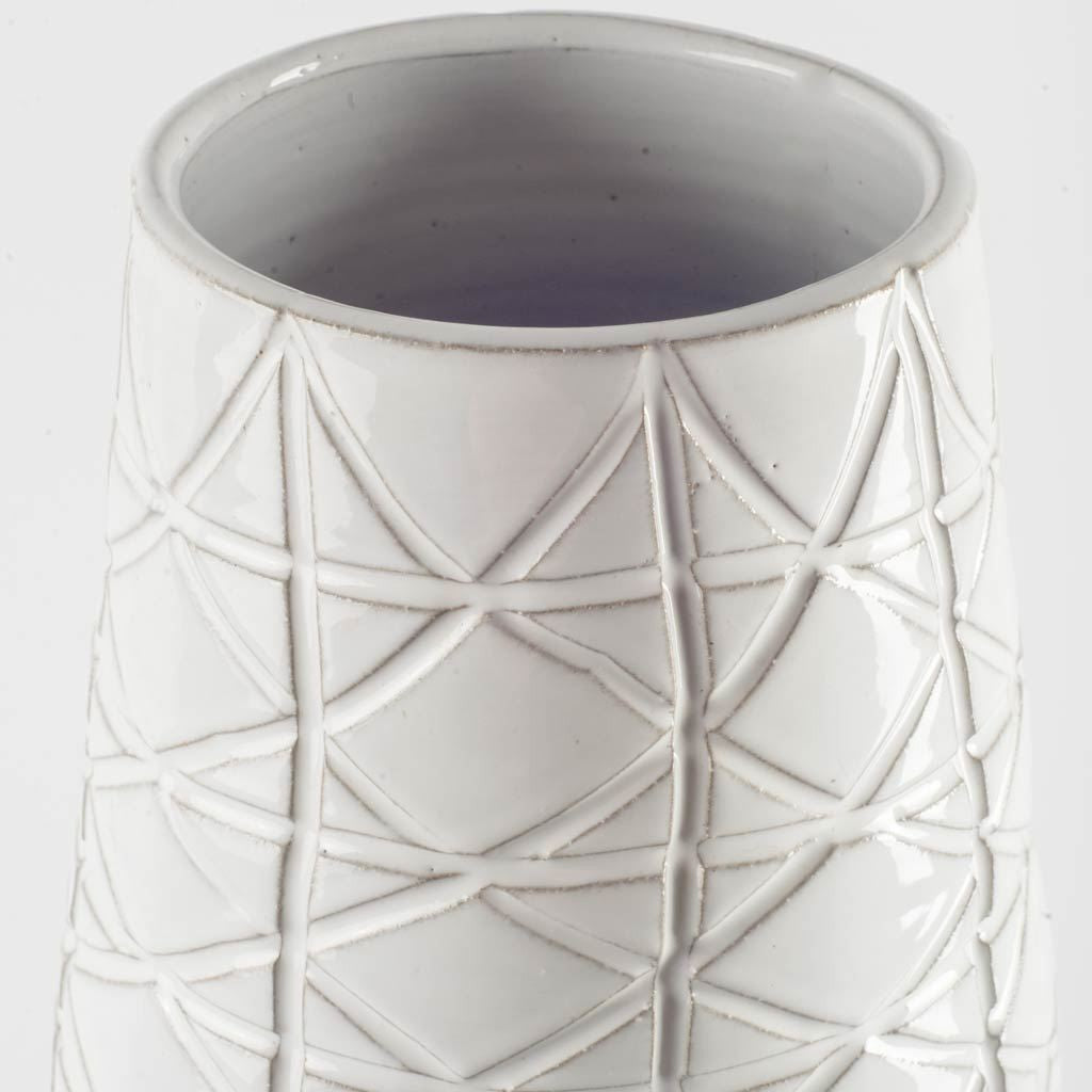 Gray And White Abstract Cylinder Ceramic Table Vase By Homeroots | Vases | Modishstore - 3
