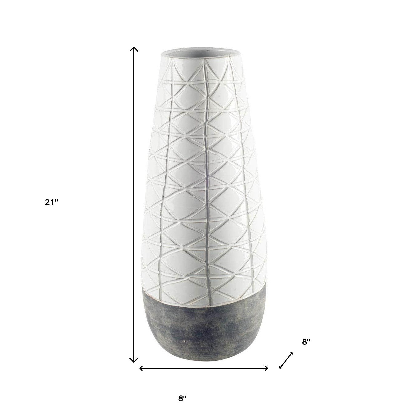 Gray And White Abstract Cylinder Ceramic Table Vase By Homeroots | Vases | Modishstore - 6