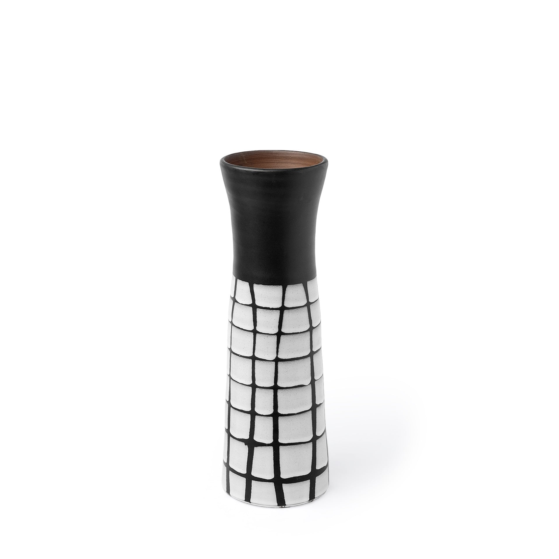 Black And White Abstract Cylinder Ceramic Table Vase By Homeroots | Vases | Modishstore - 2