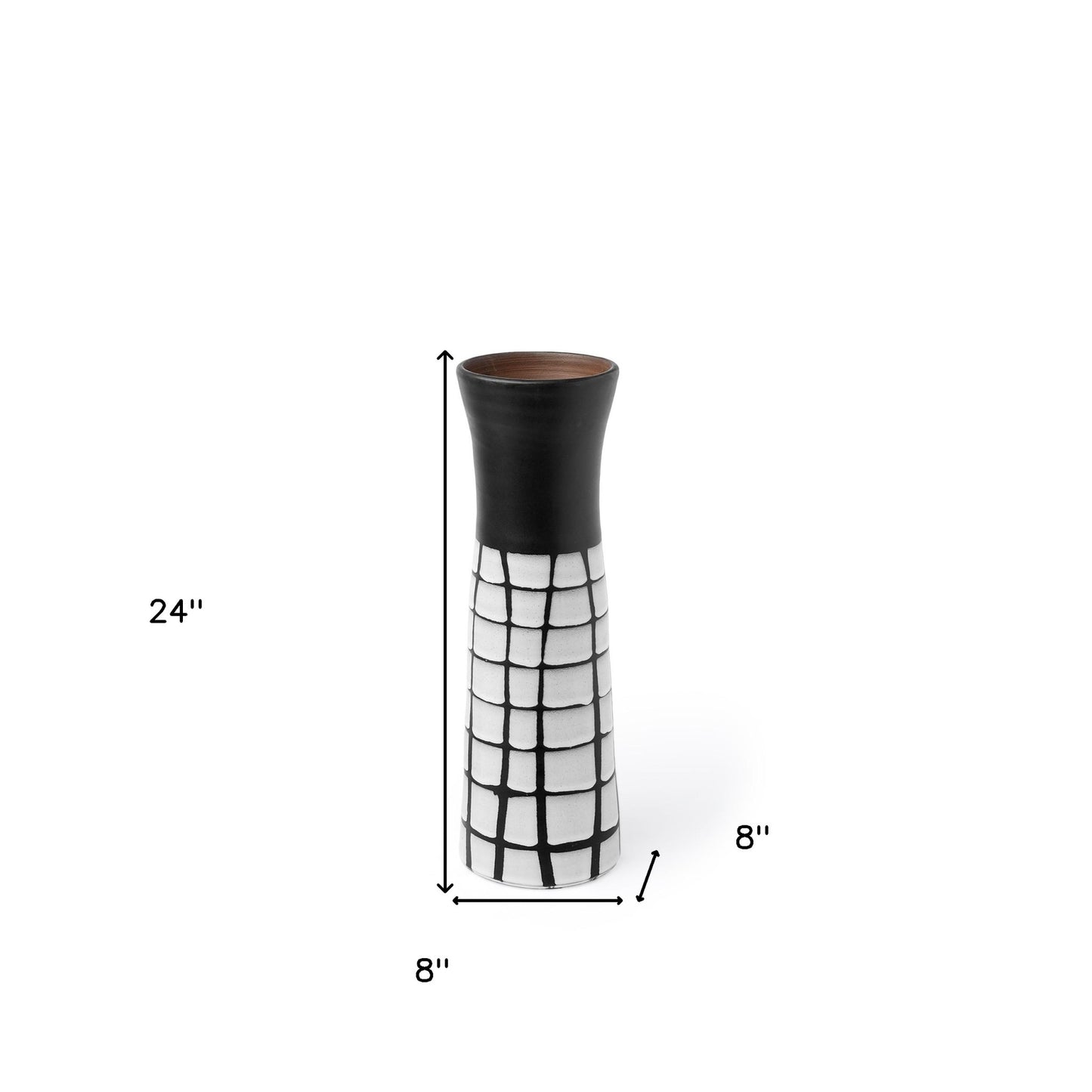 Black And White Abstract Cylinder Ceramic Table Vase By Homeroots | Vases | Modishstore - 6