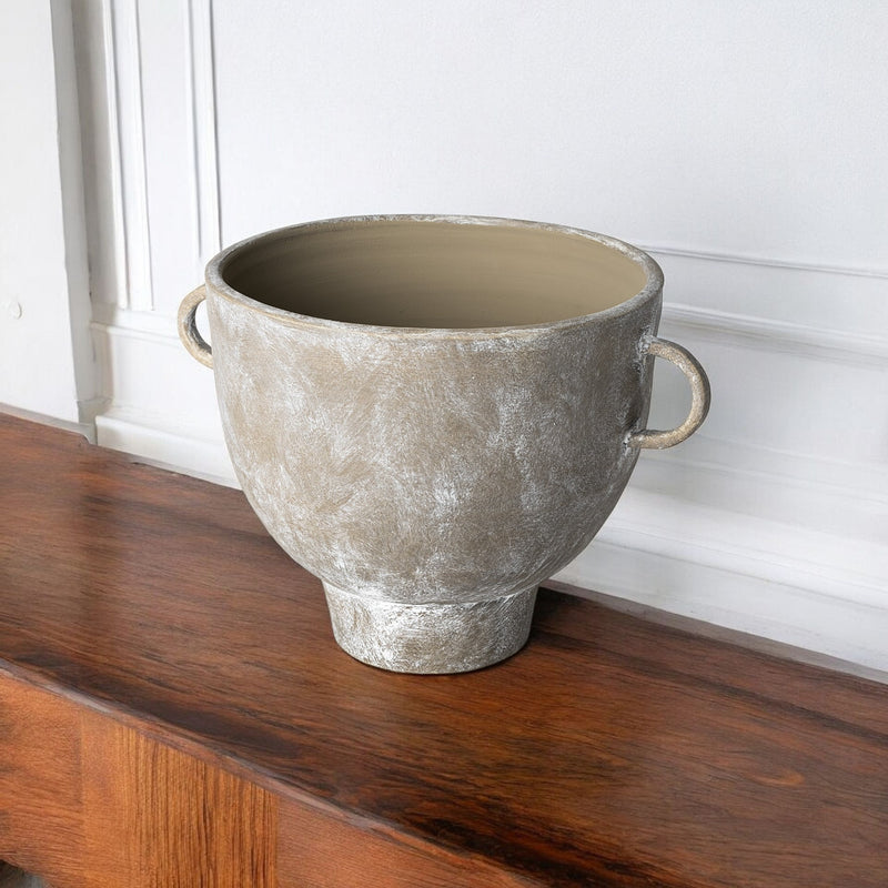 Brown Abstract Cylinder Ceramic Table Vase By Homeroots | Vases | Modishstore - 1