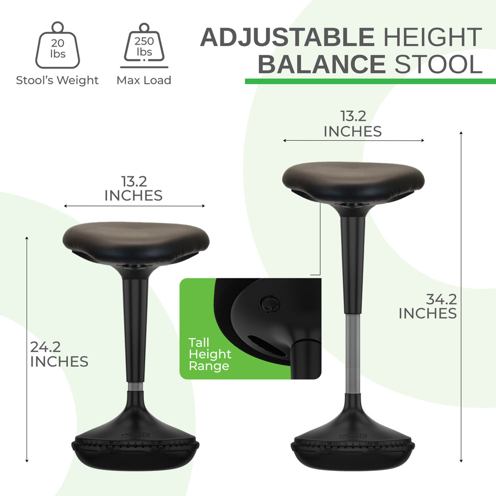 Black Tall Triangle Seat Swivel Active Balance Chair By Homeroots | Accent Chairs | Modishstore - 6