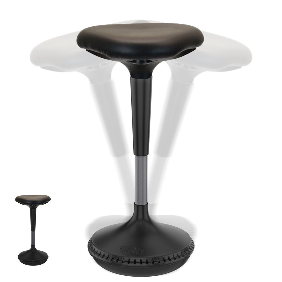 Black Tall Triangle Seat Swivel Active Balance Chair By Homeroots | Accent Chairs | Modishstore - 3