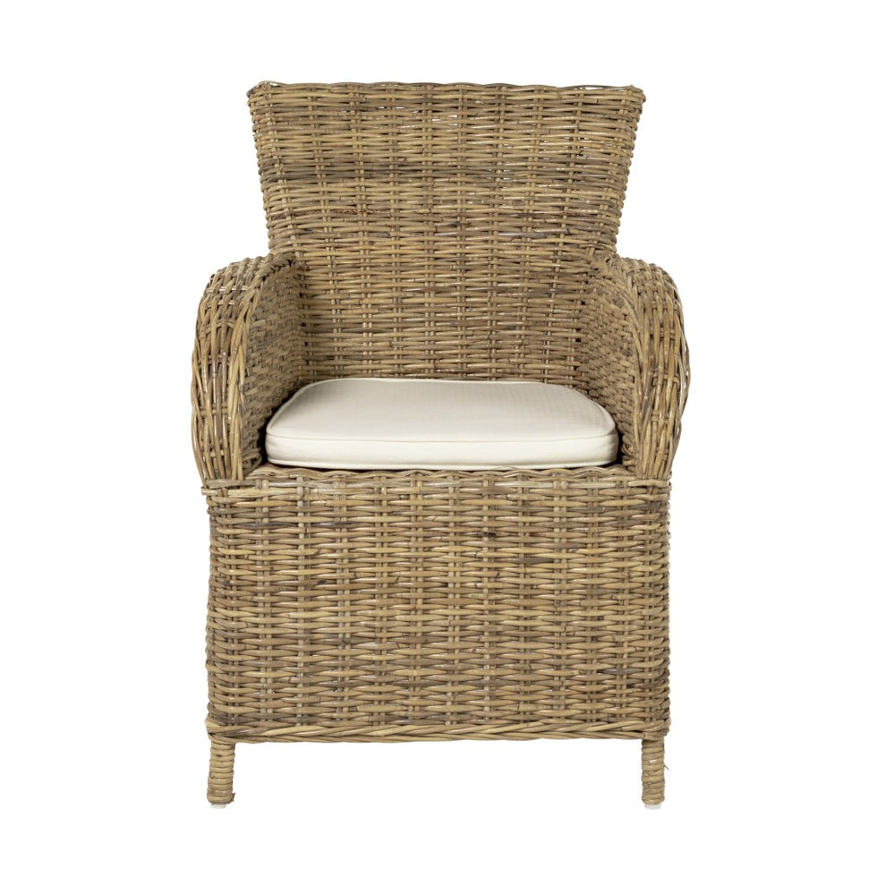 Set of Two Cream And Tan Rattan Dining Arm Chairs By Homeroots | Dining Chairs | Modishstore - 2