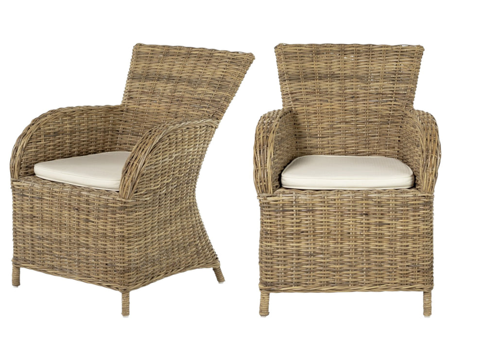 Set of Two Cream And Tan Rattan Dining Arm Chairs By Homeroots | Dining Chairs | Modishstore - 6