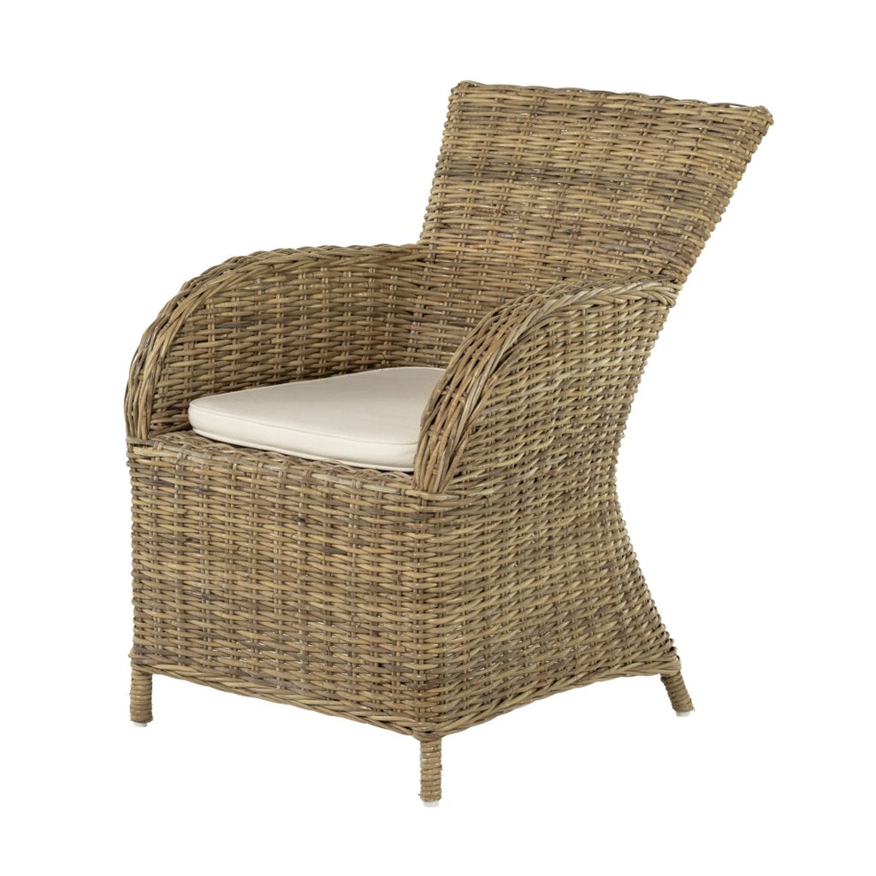 Set of Two Cream And Tan Rattan Dining Arm Chairs By Homeroots | Dining Chairs | Modishstore - 3
