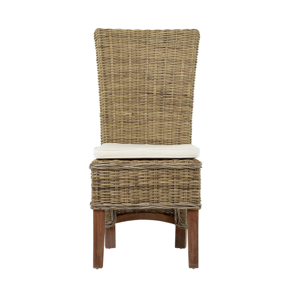 Set of Two Cream And Natural Rattan Dining Parsons Chairs By Homeroots | Dining Chairs | Modishstore - 2
