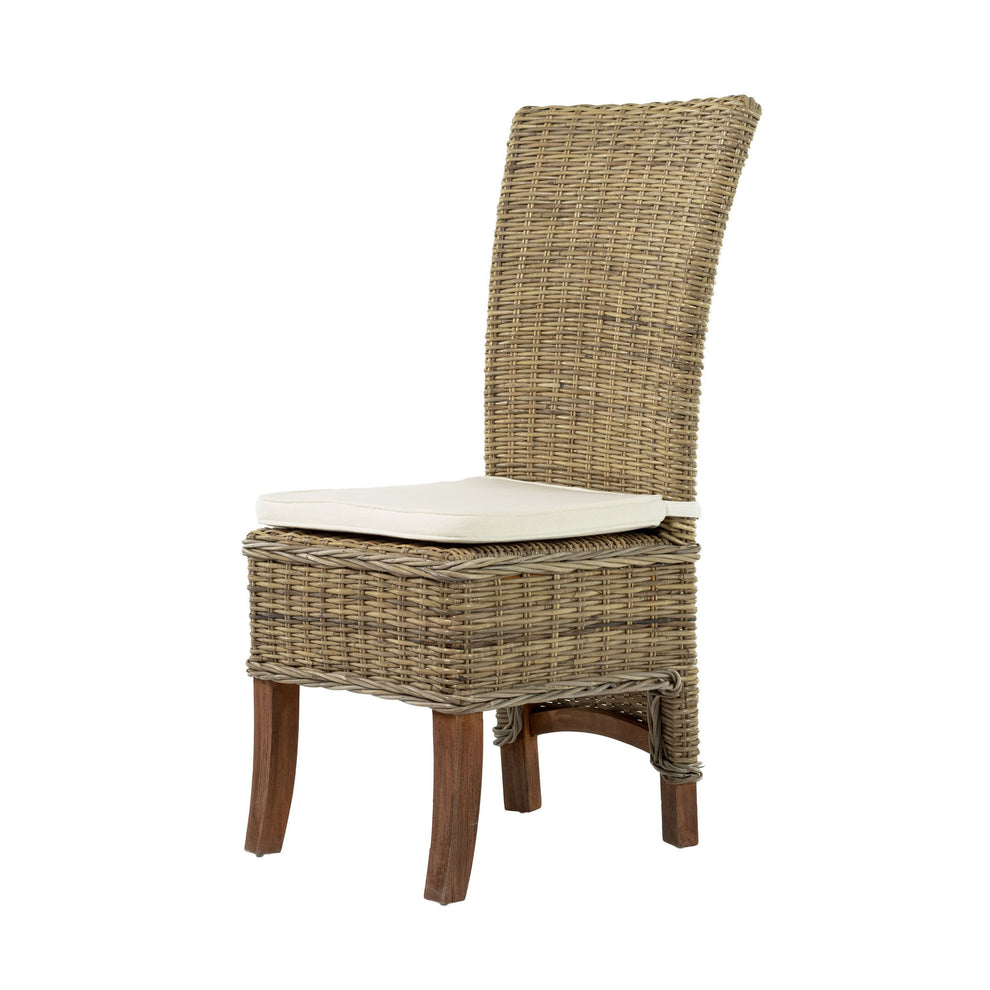 Set of Two Cream And Natural Rattan Dining Parsons Chairs By Homeroots | Dining Chairs | Modishstore - 3