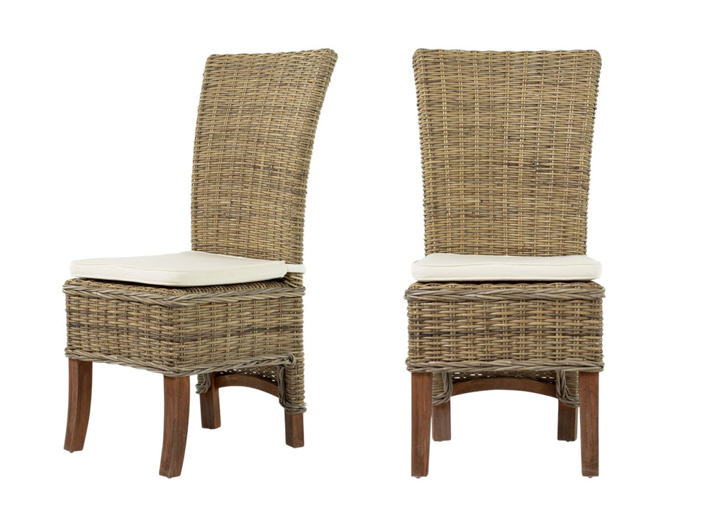 Set of Two Cream And Tan Rattan Dining Arm Chairs By Homeroots | Dining Chairs | Modishstore - 9
