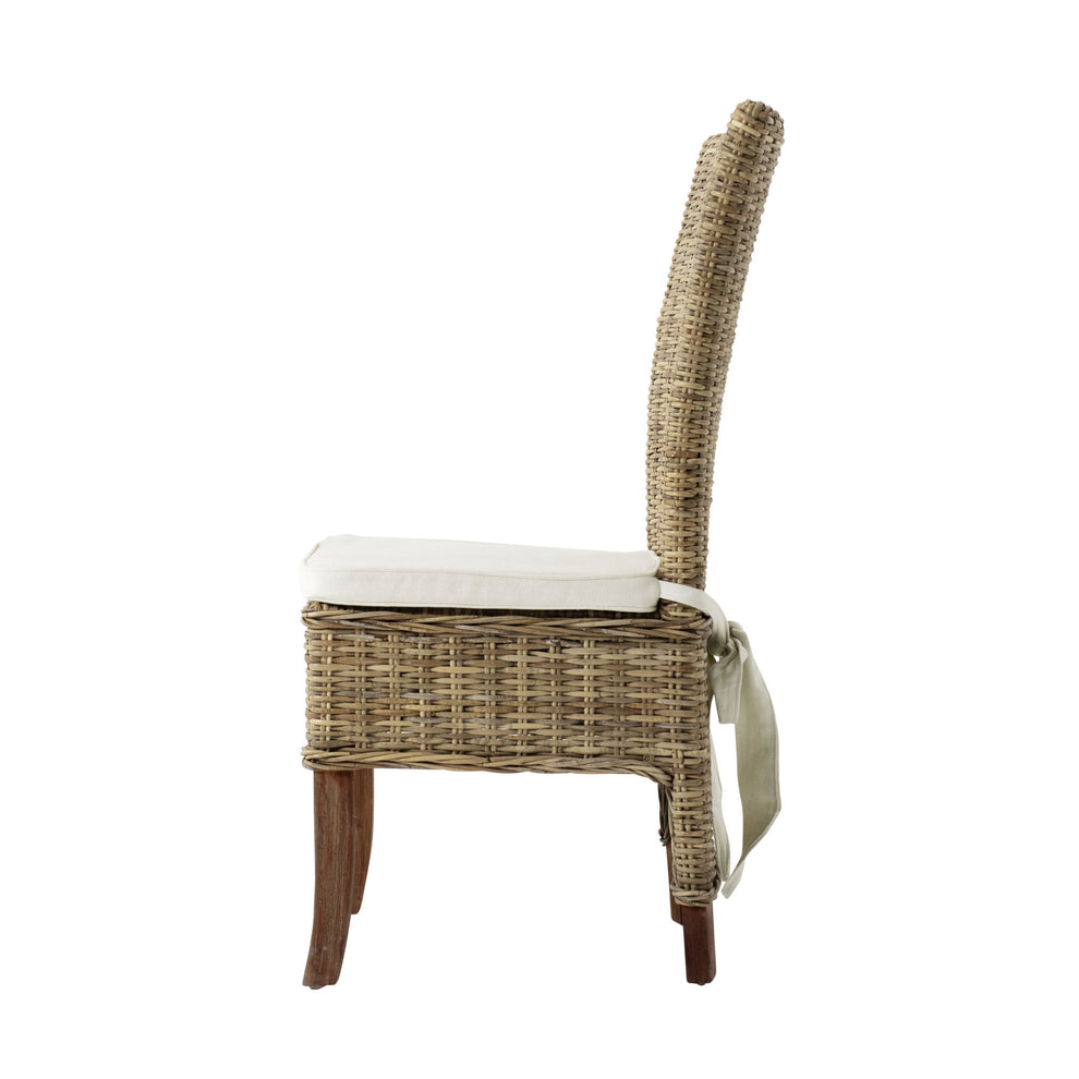 Set of Two Cream And Natural Rattan Dining Parsons Chairs By Homeroots | Dining Chairs | Modishstore - 4