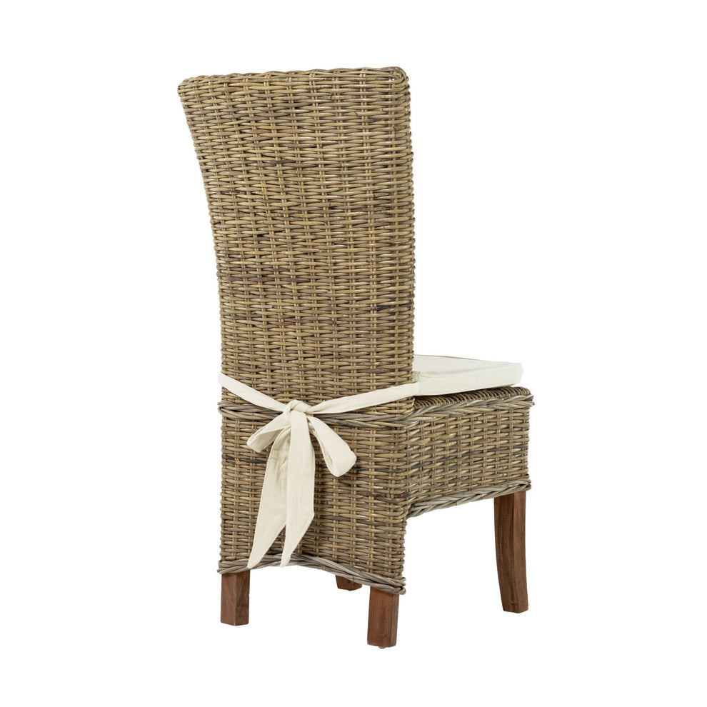 Set of Two Cream And Natural Rattan Dining Parsons Chairs By Homeroots | Dining Chairs | Modishstore - 5