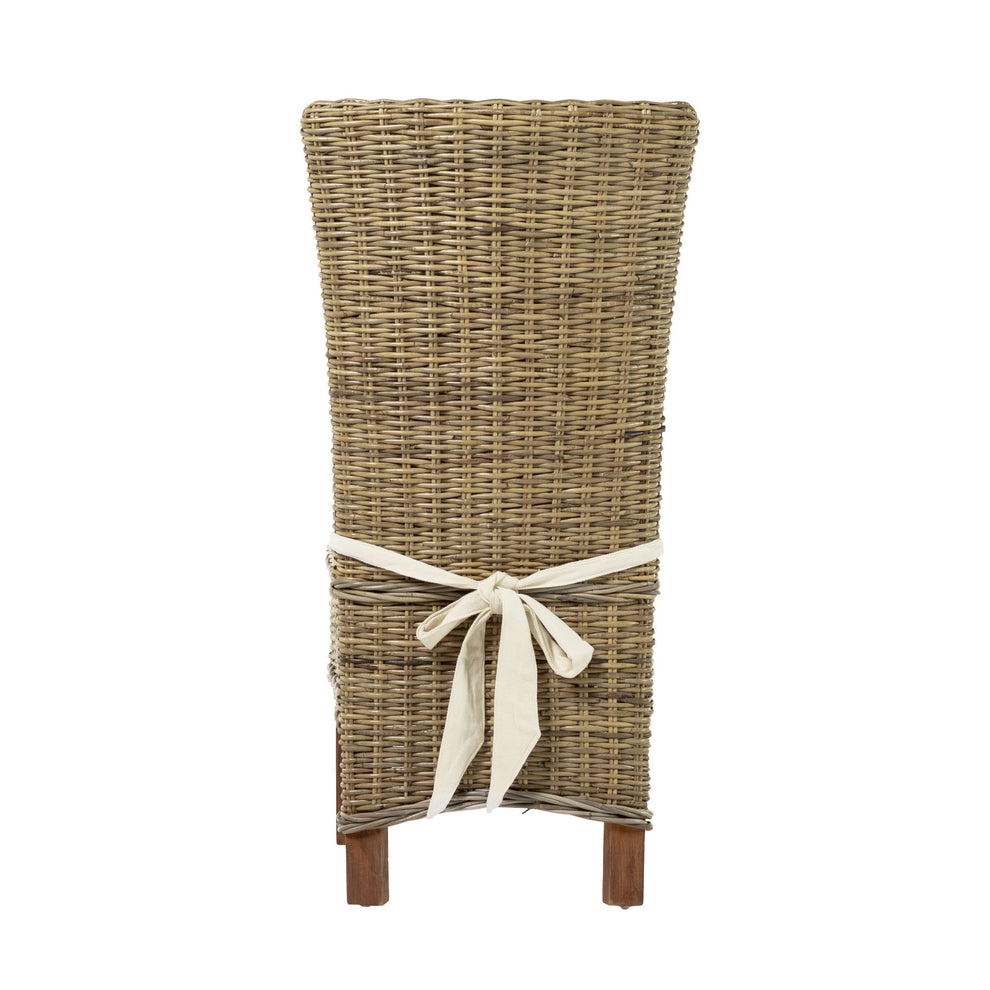 Set of Two Cream And Natural Rattan Dining Parsons Chairs By Homeroots | Dining Chairs | Modishstore - 6