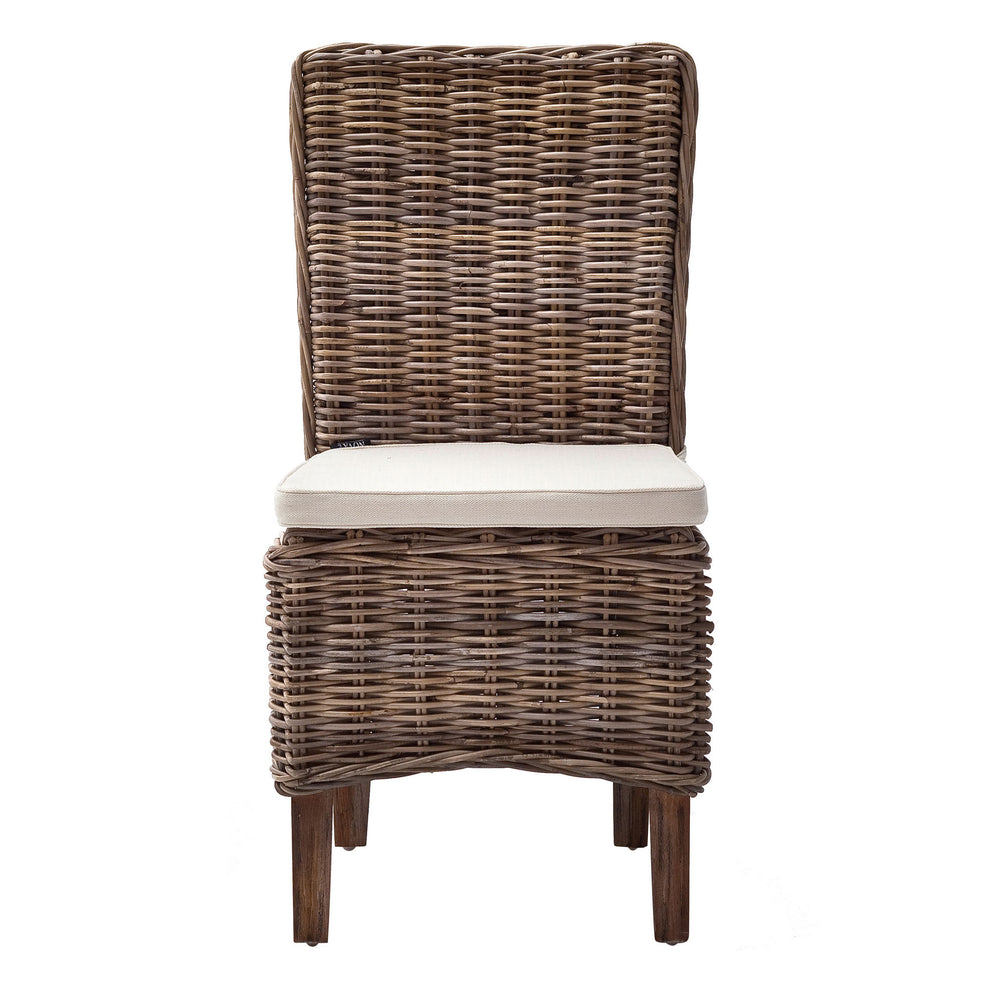 Set of Two Cream And Natural Rattan Dining Parsons Chairs By Homeroots | Dining Chairs | Modishstore - 8