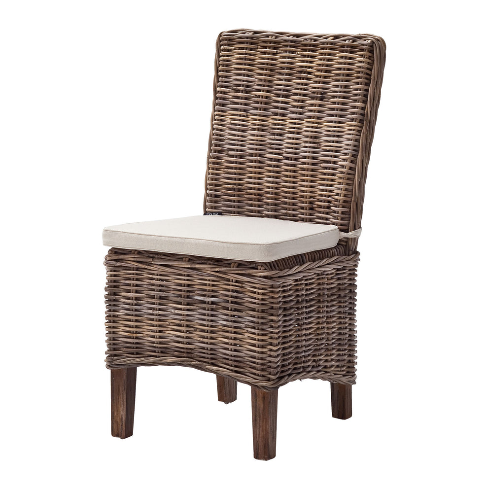 Set of Two Cream And Brown Rattan Dining Parsons Chairs By Homeroots | Dining Chairs | Modishstore - 4