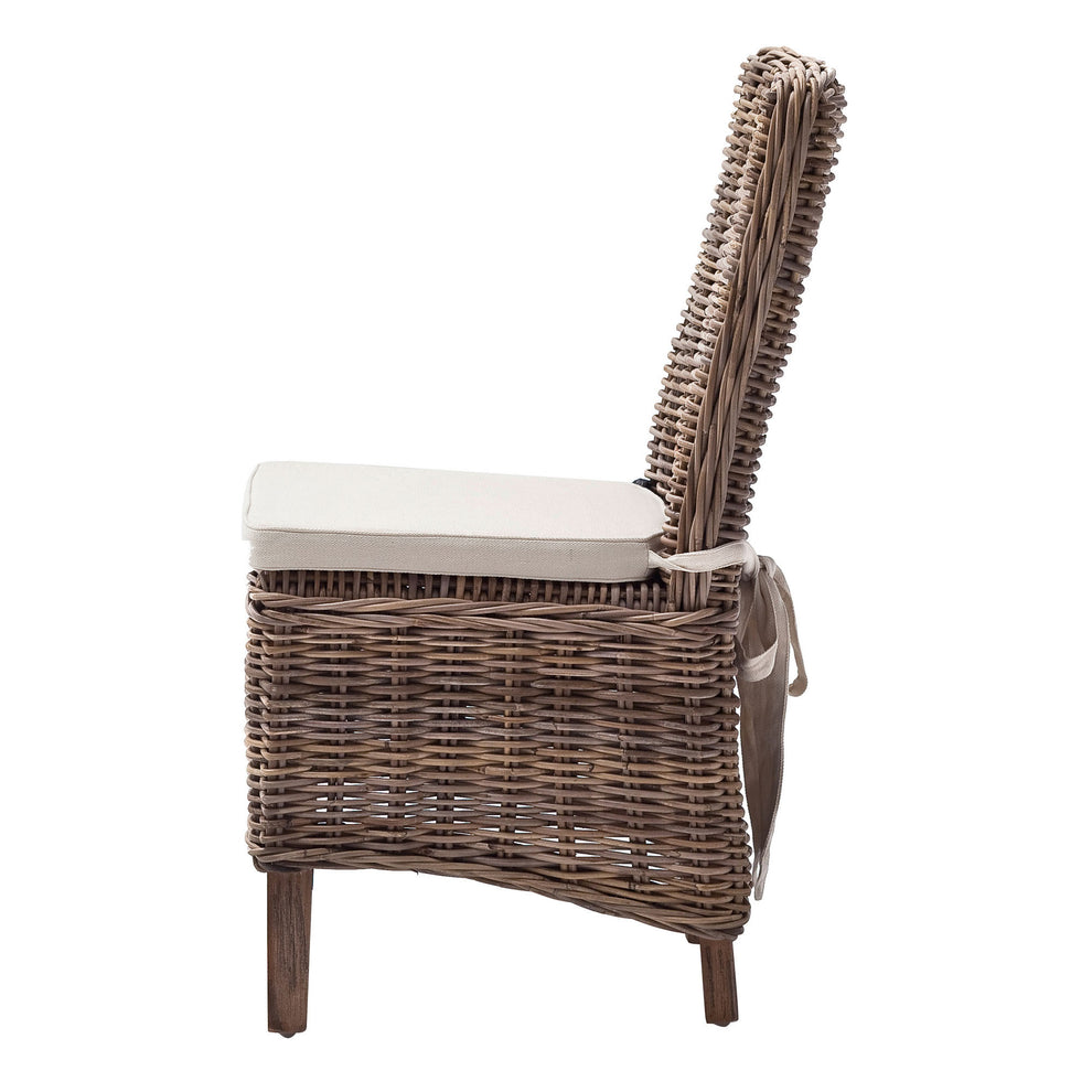 Set of Two Cream And Brown Rattan Dining Parsons Chairs By Homeroots | Dining Chairs | Modishstore - 5