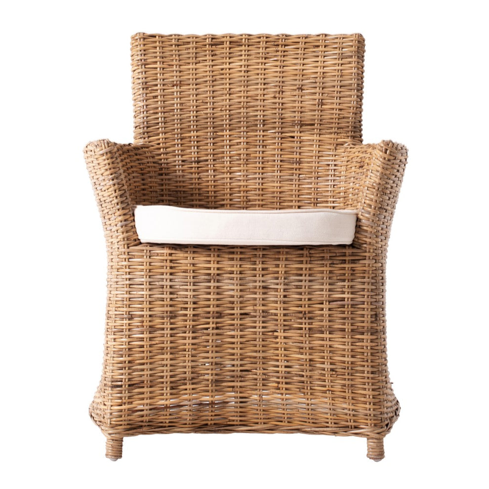 Set of Two Cream And Natural Rattan Dining Arm Chairs By Homeroots | Dining Chairs | Modishstore - 4