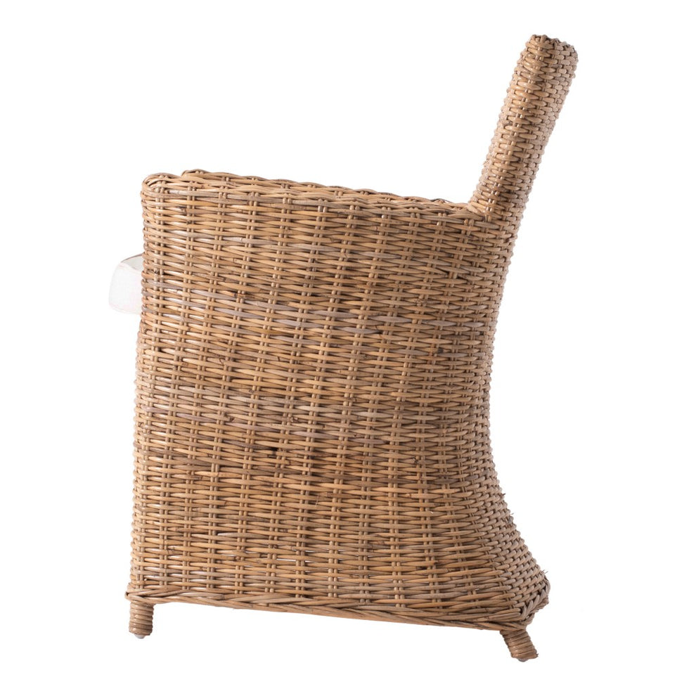 Set of Two Cream And Natural Rattan Dining Arm Chairs By Homeroots | Dining Chairs | Modishstore - 5