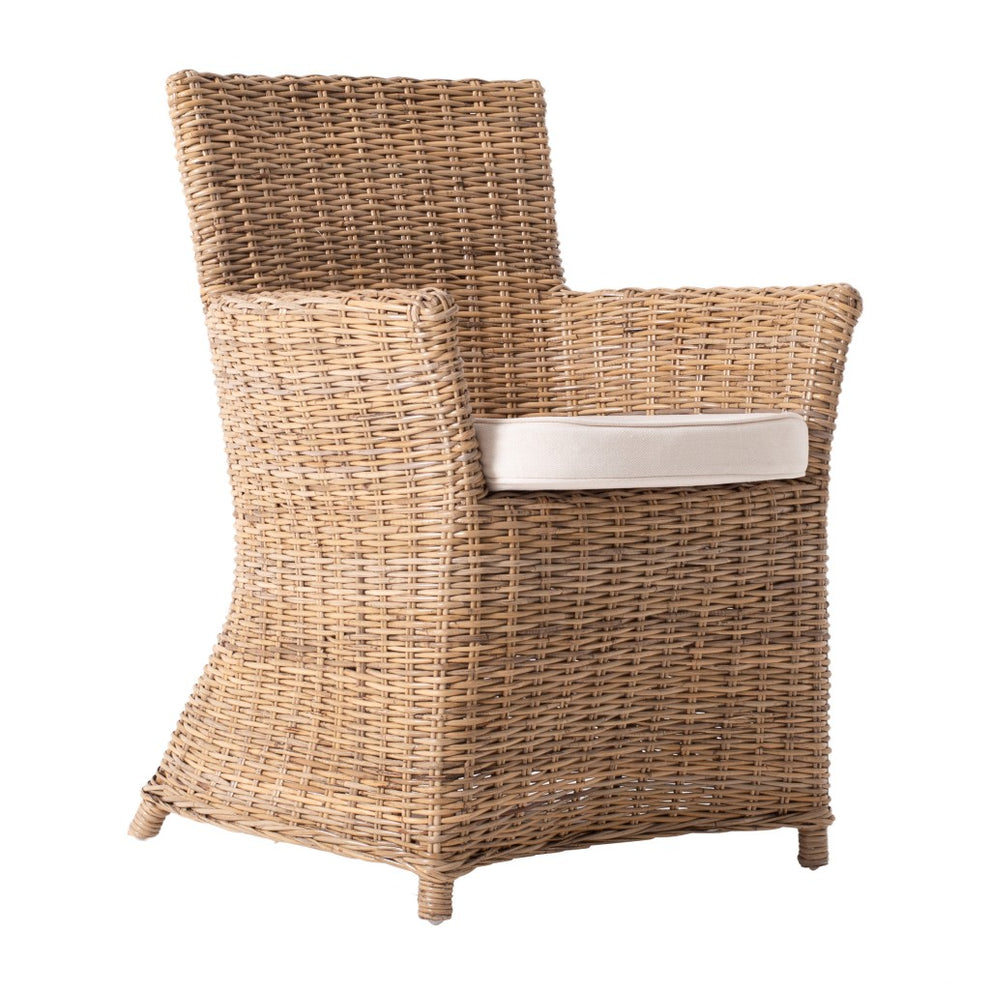 Set of Two Cream And Natural Rattan Dining Arm Chairs By Homeroots | Dining Chairs | Modishstore - 6