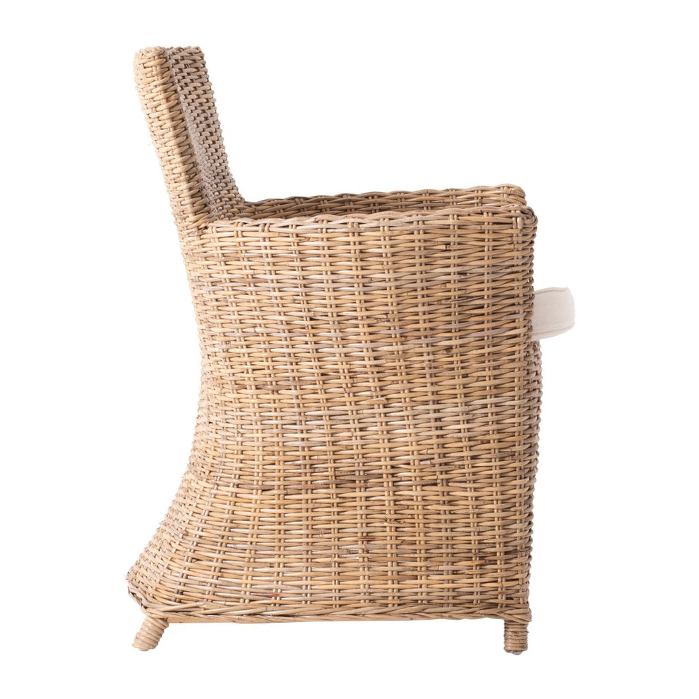 Set of Two Cream And Natural Rattan Dining Arm Chairs By Homeroots | Dining Chairs | Modishstore - 7