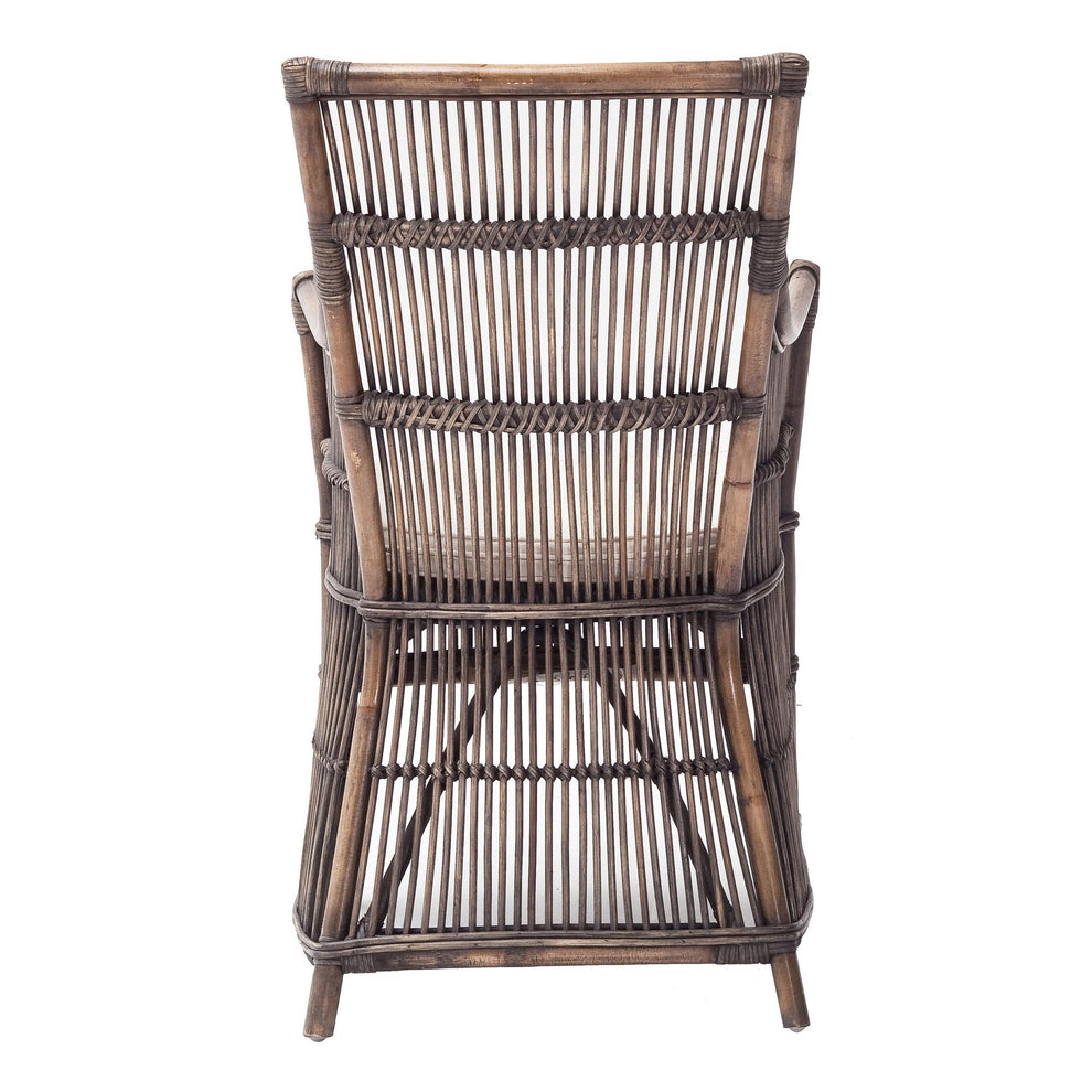 Set of Two Cream And Dark Brown Rattan Slat Back Dining Arm Chairs By Homeroots | Dining Chairs | Modishstore - 7