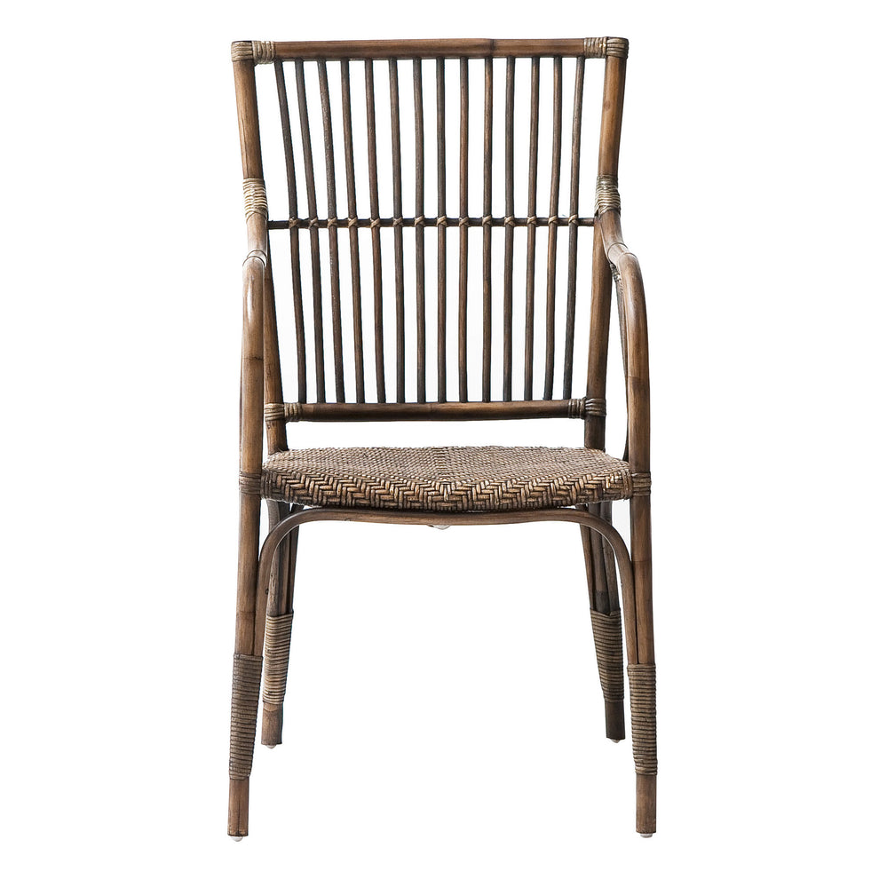 Set of Two Natural Rattan Slat Back Dining Arm Chairs By Homeroots | Dining Chairs | Modishstore - 4