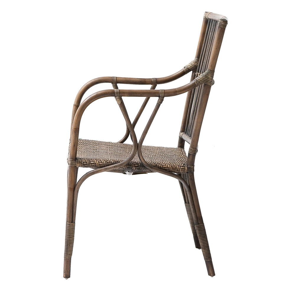 Set of Two Natural Rattan Slat Back Dining Arm Chairs By Homeroots | Dining Chairs | Modishstore - 2