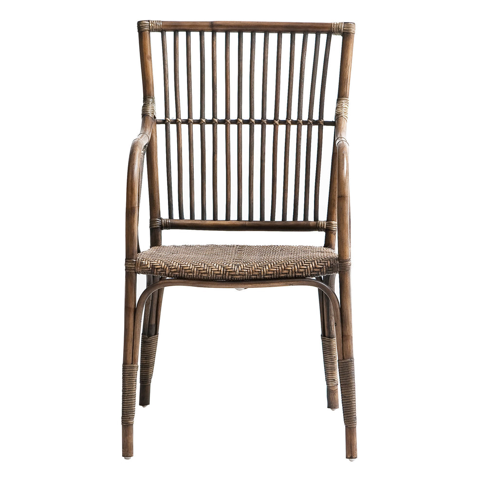 Set of Two Natural Rattan Slat Back Dining Arm Chairs By Homeroots | Dining Chairs | Modishstore - 7