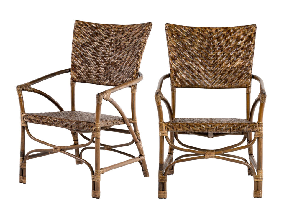Set of Two Natural Rattan Open Back Dining Arm Chairs By Homeroots | Dining Chairs | Modishstore - 5