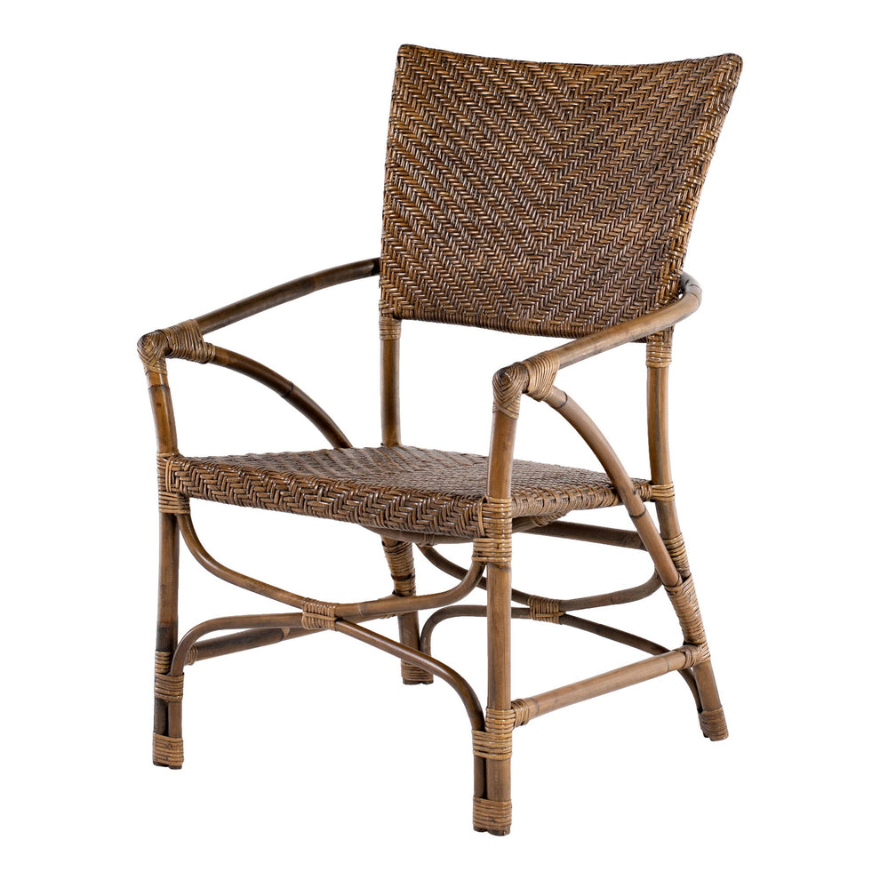 Set of Two Natural Rattan Open Back Dining Arm Chairs By Homeroots | Dining Chairs | Modishstore - 4