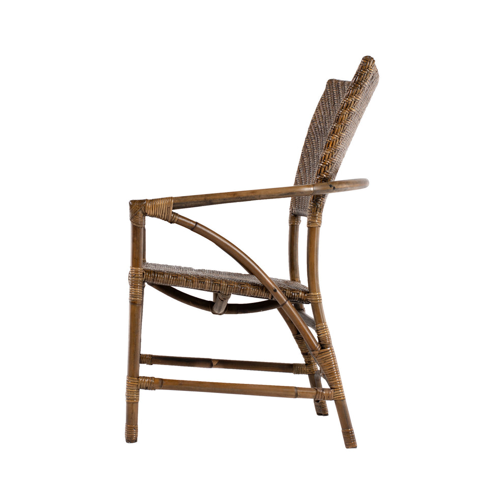 Set of Two Natural Rattan Open Back Dining Arm Chairs By Homeroots | Dining Chairs | Modishstore - 3