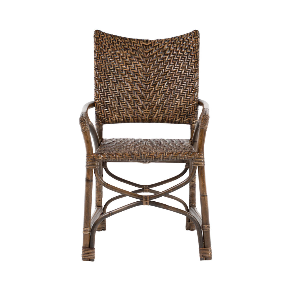 Set of Two Brown Rattan Open Back Dining Arm Chairs By Homeroots | Dining Chairs | Modishstore - 3