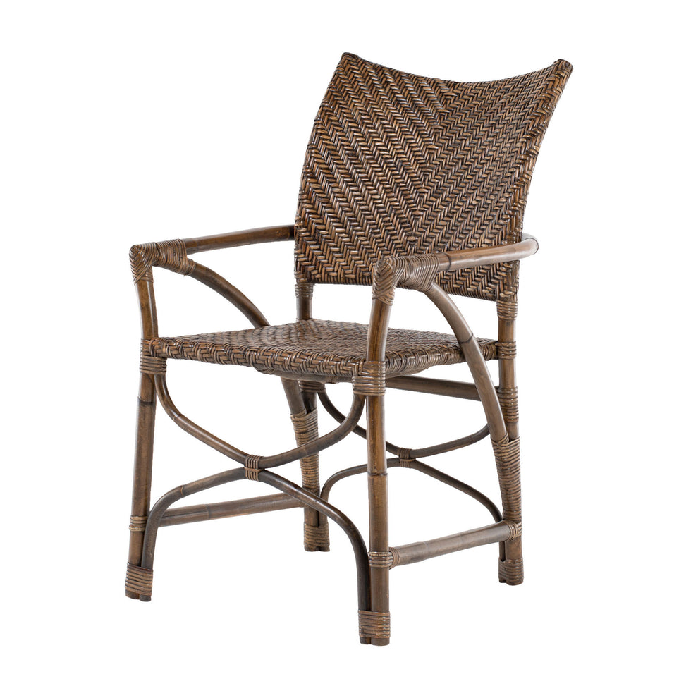 Set of Two Brown Rattan Open Back Dining Arm Chairs By Homeroots | Dining Chairs | Modishstore - 4