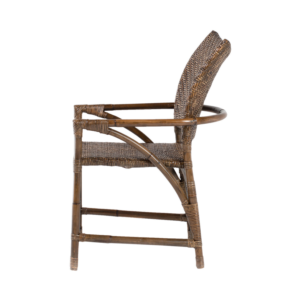 Set of Two Brown Rattan Open Back Dining Arm Chairs By Homeroots | Dining Chairs | Modishstore - 8
