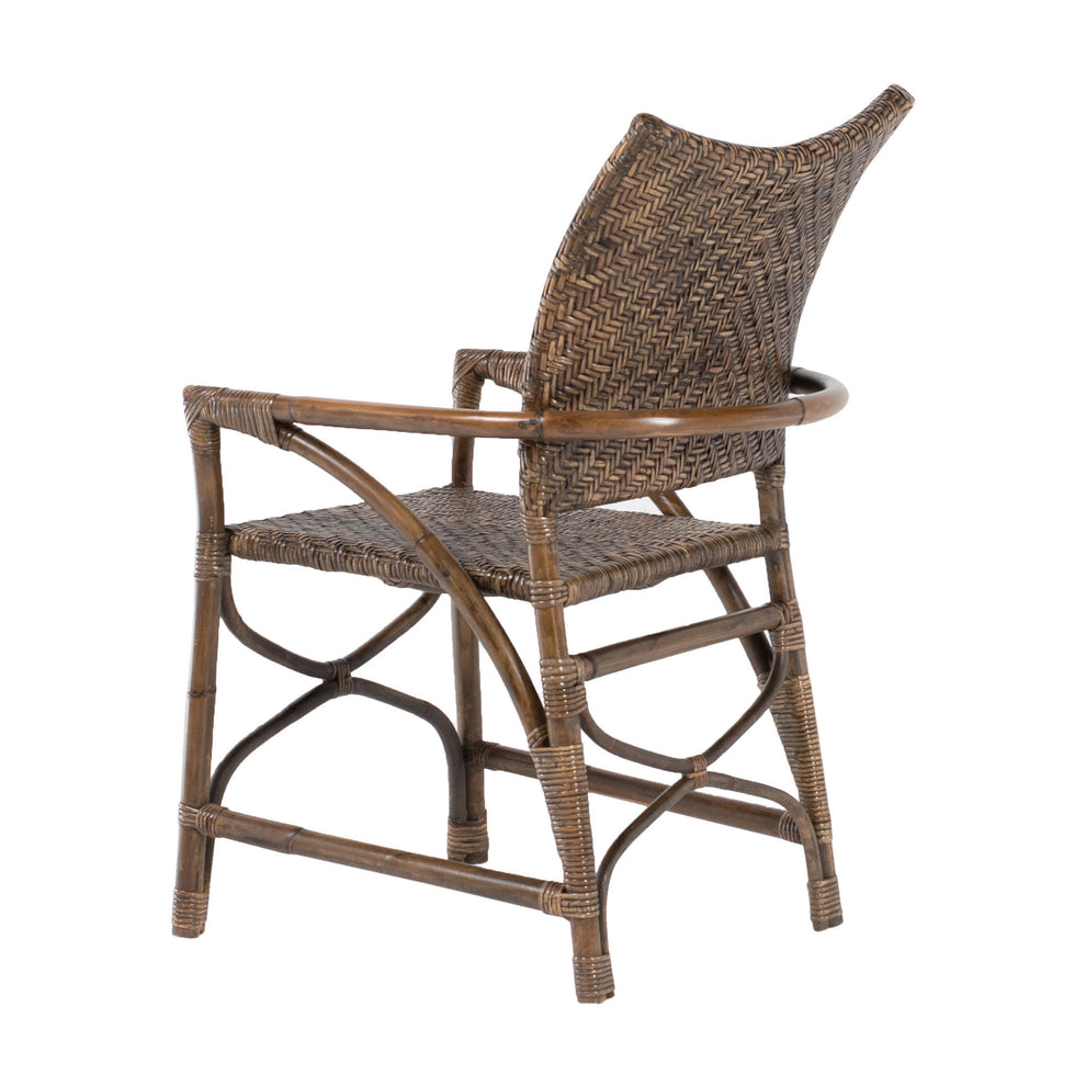 Set of Two Brown Rattan Open Back Dining Arm Chairs By Homeroots | Dining Chairs | Modishstore - 7
