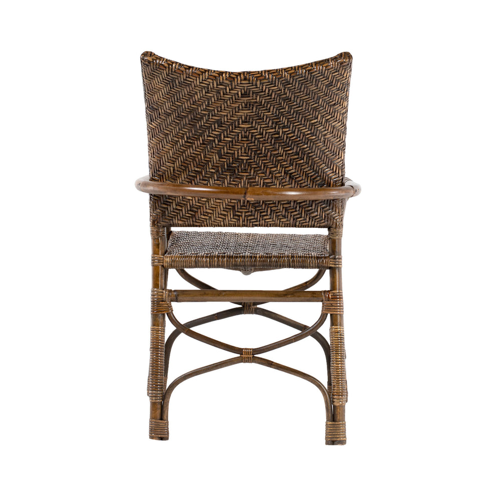 Set of Two Brown Rattan Open Back Dining Arm Chairs By Homeroots | Dining Chairs | Modishstore - 6
