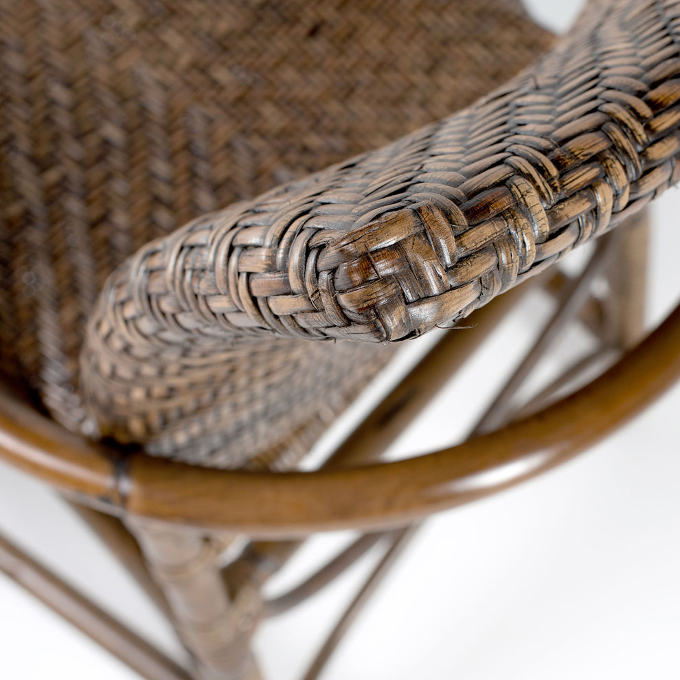Set of Two Brown Rattan Open Back Dining Arm Chairs By Homeroots | Dining Chairs | Modishstore - 5