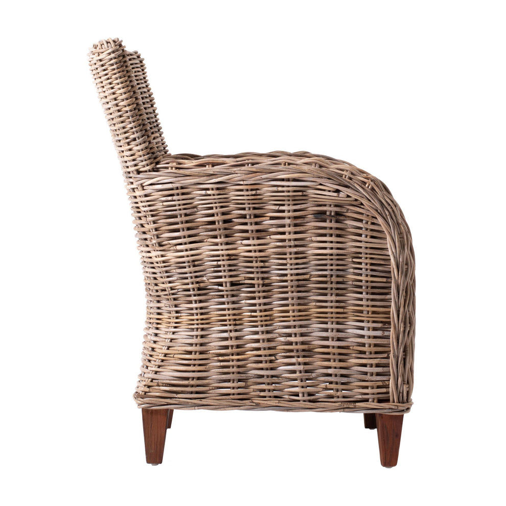 Set Of Two Natural Brown Rattan Wingback Wicker Chairs with Seat Cushions By Homeroots | Dining Chairs | Modishstore - 8