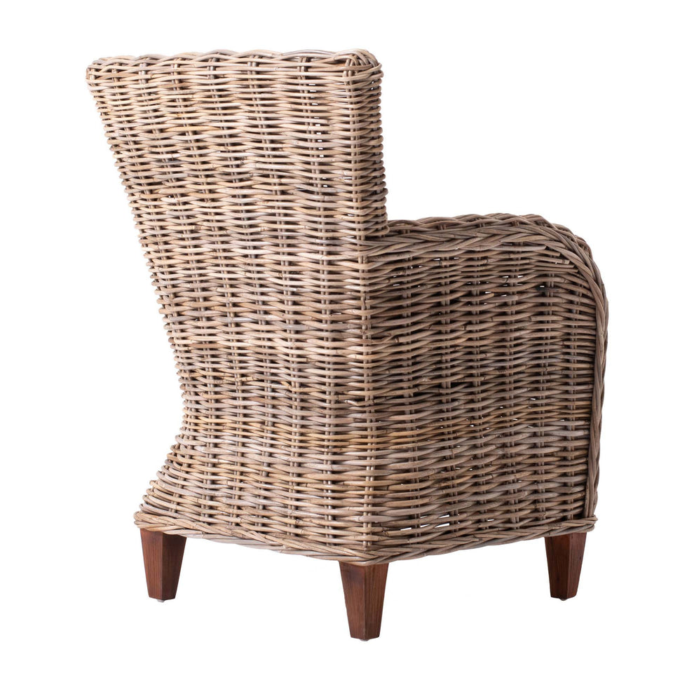 Set Of Two Natural Brown Rattan Wingback Wicker Chairs with Seat Cushions By Homeroots | Dining Chairs | Modishstore - 7