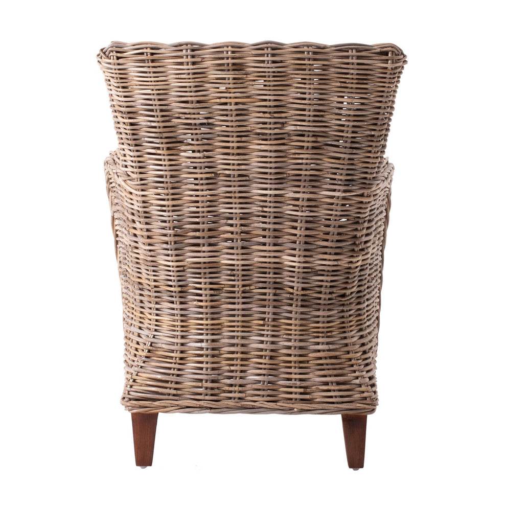 Set Of Two Natural Brown Rattan Wingback Wicker Chairs with Seat Cushions By Homeroots | Dining Chairs | Modishstore - 6