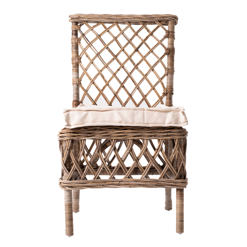 Set of Two Cream And Natural Rattan Cross Back Dining Parsons Chairs By Homeroots | Dining Chairs | Modishstore - 3