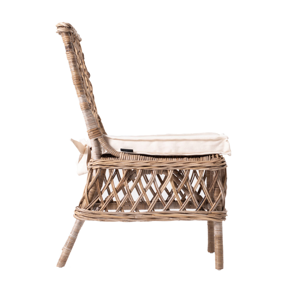 Set of Two Cream And Natural Rattan Cross Back Dining Parsons Chairs By Homeroots | Dining Chairs | Modishstore - 8