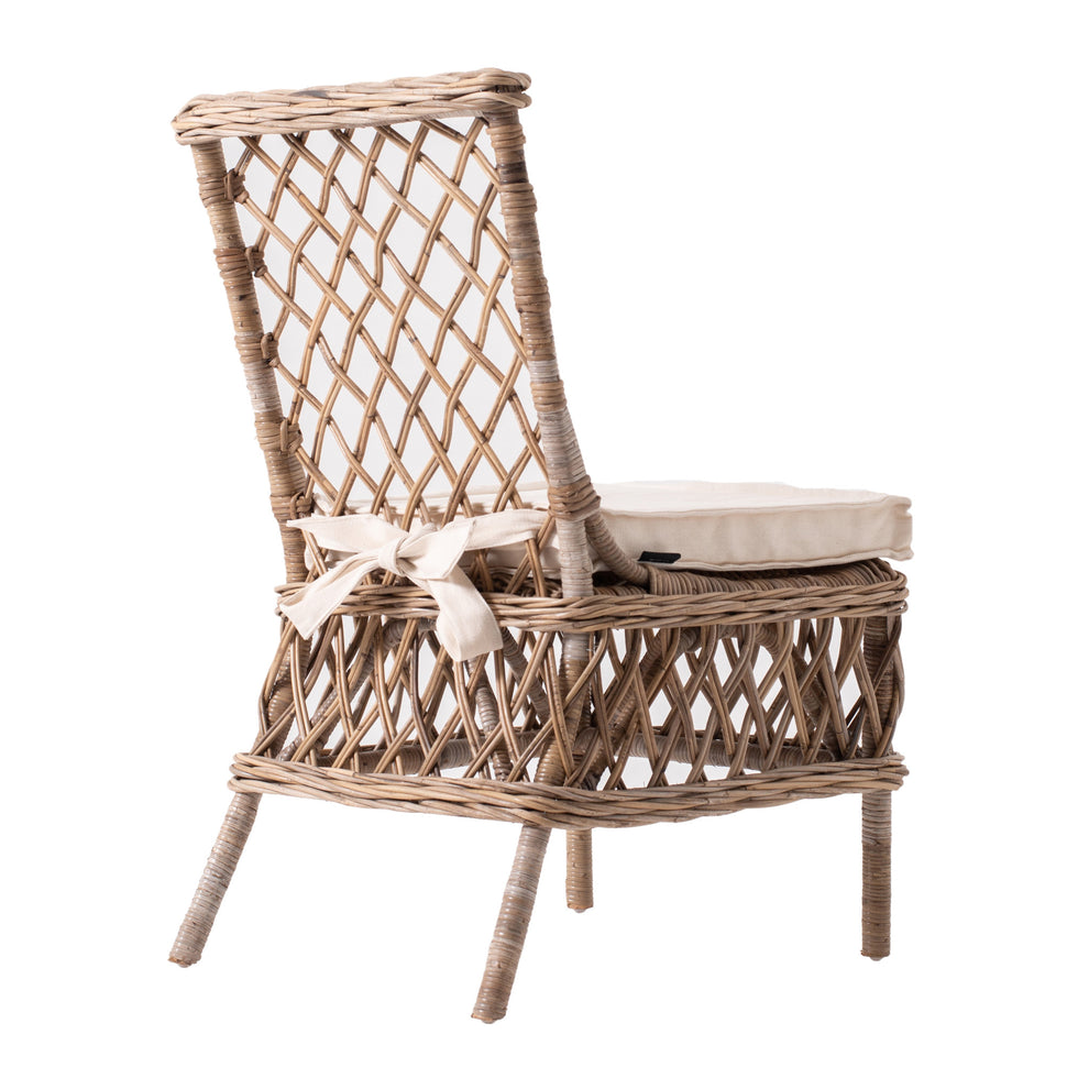Set of Two Cream And Natural Rattan Cross Back Dining Parsons Chairs By Homeroots | Dining Chairs | Modishstore - 7