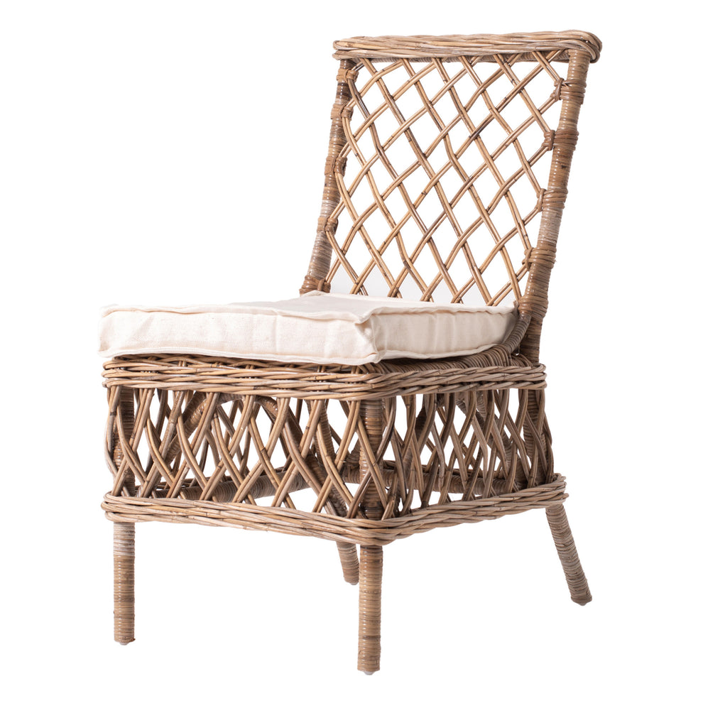 Set of Two Cream And Natural Rattan Cross Back Dining Parsons Chairs By Homeroots | Dining Chairs | Modishstore - 6