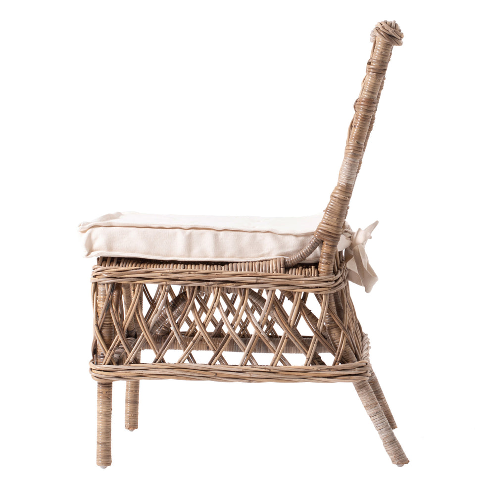 Set of Two Cream And Natural Rattan Cross Back Dining Parsons Chairs By Homeroots | Dining Chairs | Modishstore - 5