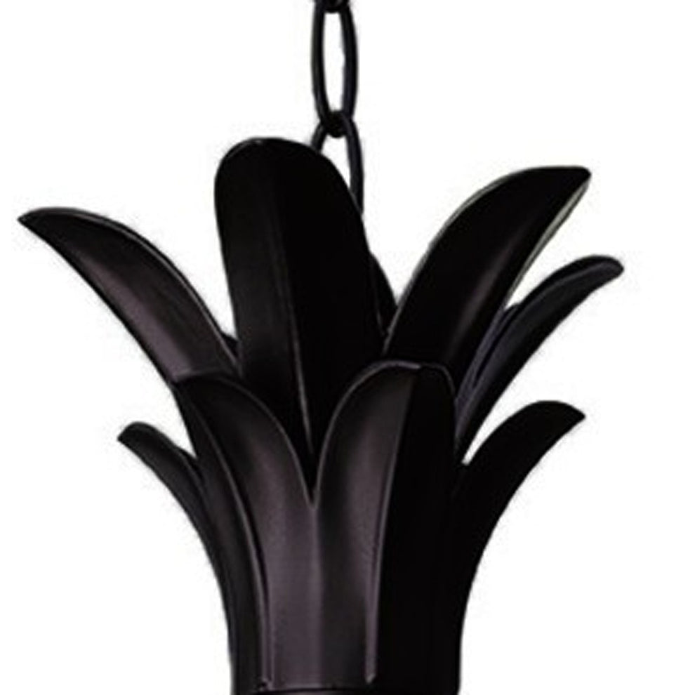 Clear and Black Three Light Pineapple Outdoor Hanging Pendent Light By Homeroots | Pendant Lamps | Modishstore - 4